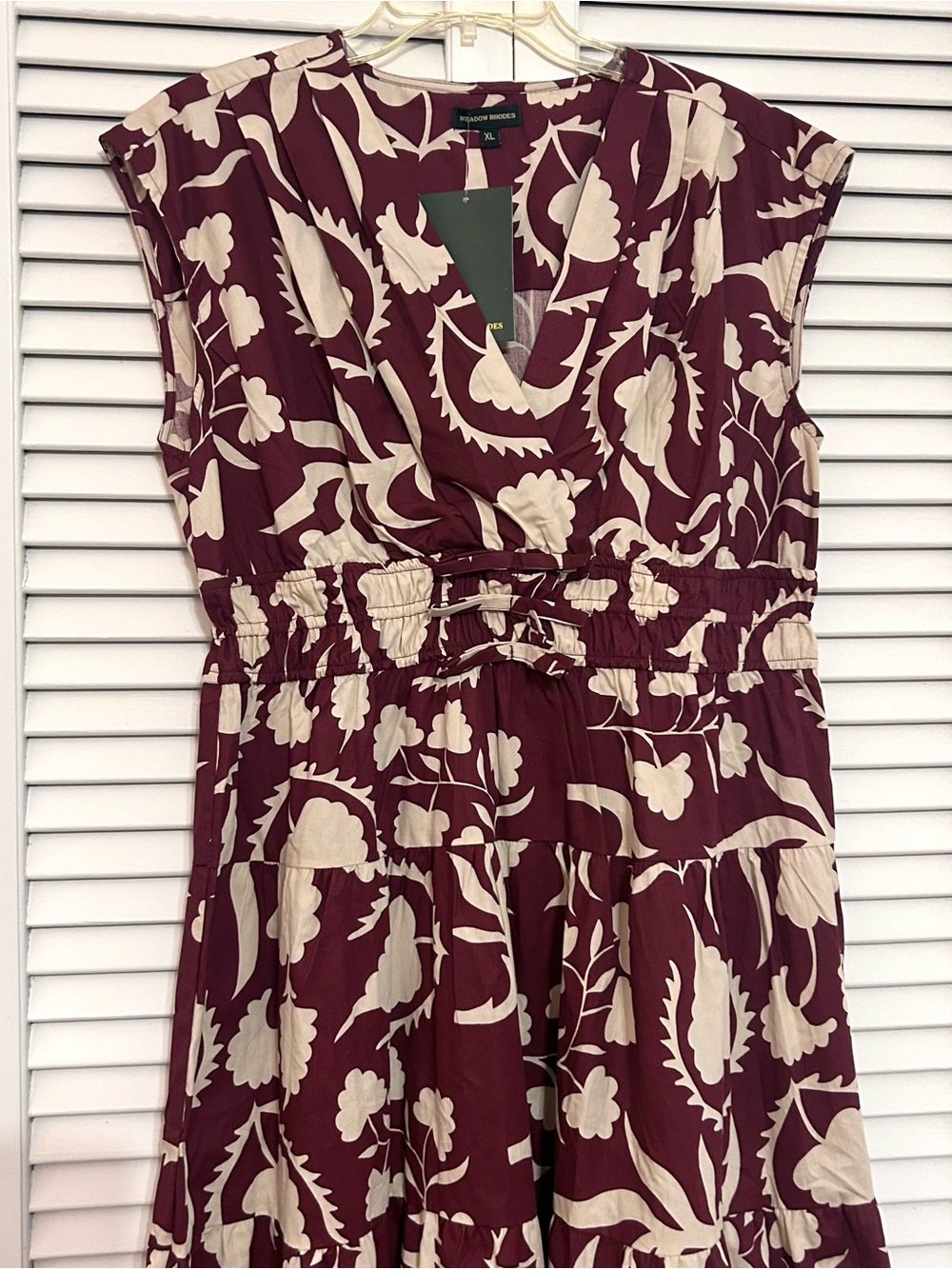 Anthropologie maxi burgundy dress smocked fall cottage romantic vintage NWT XL - Picture 5 of 10